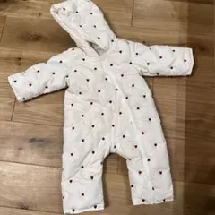 ハート柄 ホワイト ジャンプスーツ 80cm