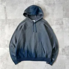 BoroHoodie　鬼フェード　ボロ パーカー　褪色 アイスブルー　無地　L
