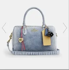 COACH ローアン サッチェル バッグ・ラブド デニム・チャーム - メルカリ