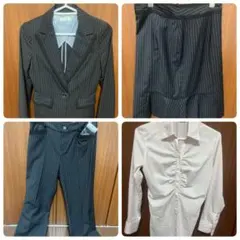 【PSFA】ブラック　ピンク　ストライプ スカート　パンツスーツ　ワイシャツ