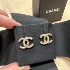 CHANEL シャネル A86504 ココマーク ラインストーン ゴールド中古