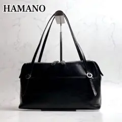 極美品/収納袋】HAMANO ハマノ クロコ型押し ハンドバッグ 黒 - メルカリ