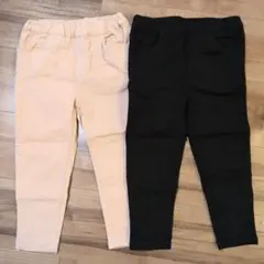 プティマイン 裏起毛 ズボン 100 セット売り ピンク 黒 パンツ