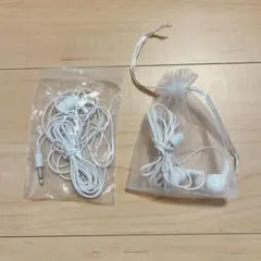ホワイト 有線イヤホン 収納袋付き