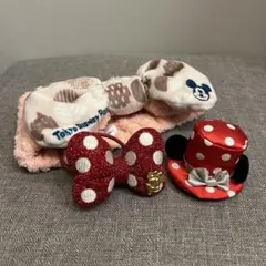 【３点セット】ディズニー　ヘアバンド・ゴム・ピンのセット　ミニー　ミッキー