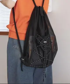 MONO-MART アソートデザイン ドローコード ナップサック 黒 メッシュ