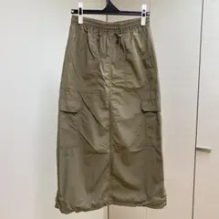 GU テックカーゴロングスカート　オリーブカーキ　M