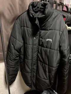 Stussy フード付きダウンジャケット ブラック - メルカリ