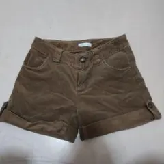 ブラウン コーデュロイ ショートパンツ