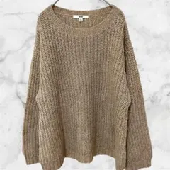 ユニクロ ローゲージニット セーター モヘヤ混 ふわふわ 長袖 M ベージュ