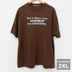 古着 ジョークメッセージTシャツ ブラウン 英字ロゴ 00s y2k 半袖 茶系