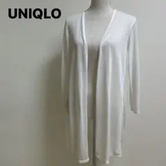 美品　ユニクロ　シアーカーディガン　Mサイズ ロング 長袖　ホワイト　白
