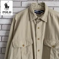 ビンテージ 90s ポロ・ラルフローレン 長袖シャツ シンプル ベージュ