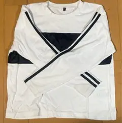 長袖Tシャツ 150 ホワイト/ネイビー ストライプ　no23