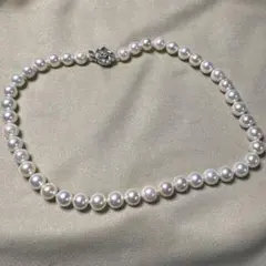 上質貝パールピンク系9ミリ大粒ネックレス40センチ