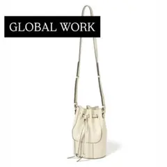 GLOBAL WORK 巾着ショルダーバッグ ホワイト