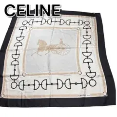 m*n様 71662 CELINE 馬車と馬のプリント シルクスカーフ　88×8