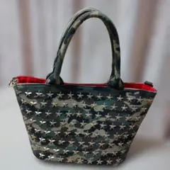 DIAVEL 迷彩柄 スタッズ ハンドバッグ