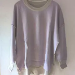 ラベンダー 長袖 レイヤード ニット リバーシブル