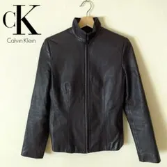 Calvin Klein 羊革 レザージャケット パープル サイズ2 本革 CK
