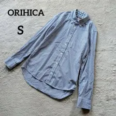 【オリヒカ】メンズ シャツ (S) ギンガムチェック ネイビー系 ボタンダウン