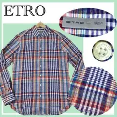 ✨美品✨ETRO イタリア製 マルチチェック シャドーペイズリー シャツ41のサムネイル