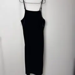 ブラック ベルベット キャミワンピース　XL GU