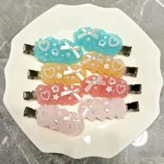 ホイップデコ　ヘアクリップ　ヘアピン　４色セット　前髪クリップ　カラフル