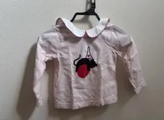 Jacadi 88cm 猫とエッフェル塔のピンク長袖Tシャツ
