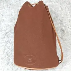 エルメス ポロション ミミル 巾着 バケツ キャンバス ロゴ ショルダーバッグ