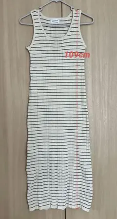 【新品未使用】SEEMHAM ボーダー柄 ノースリーブ リブニットワンピース