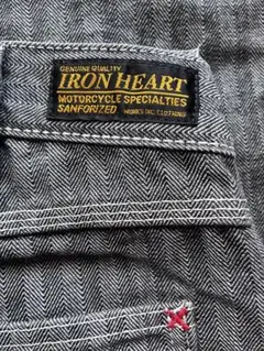 IRON HEART へリンボン ダブルニーロガージーンズ　ワークパンツ　Ｗ33
