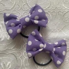 b リボンヘアゴム 紫　パープル　2個セット ぷっくり　髪ゴム　ベビー　幼児