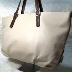 【美品】キタムラ レザー トートバッグ アイボリー ブラウン