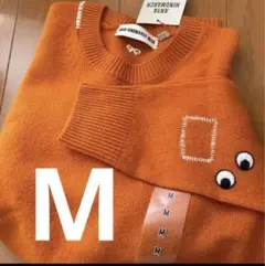 ユニクロ　アニヤハインドマーチ　コラボ　ネックニットセーター　長袖　M オレンジ