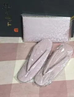 薄紫色 花柄 草履とバッグセット