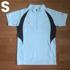 半袖 ハーフジップ ハイネック 水色 ポロシャツ ワークマン ハイキング