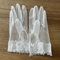 オフホワイト シフォン ウェディンググローブ S