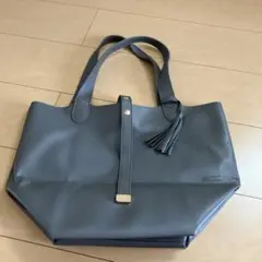 お値下げグレー レザー トートバッグ タッセル付き