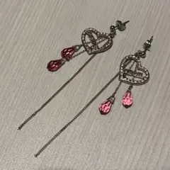 セシルマクビー 揺れるピアス チェーン ハート ピンクストーン ピアス ギャルのサムネイル
