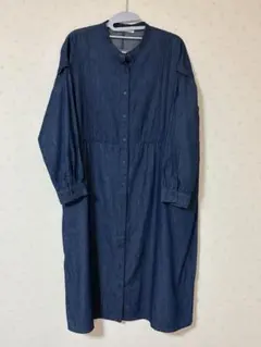 デニム 長袖 シャツワンピース