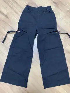 130cm ブラック ロングパンツ サイドジッパー