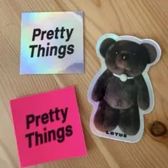 カフェ　Pretty Things オリジナルステッカー　くま　ステッカー