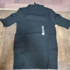 UNIQLO ユニクロ リブハイネックT(5分袖) 黒