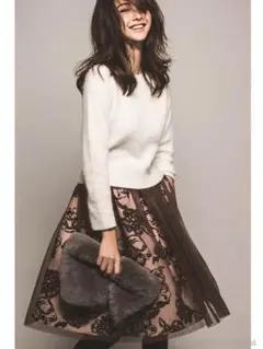 新品★ジャスグリッティー2wayチュール重ねプリントスカート フレアスカート