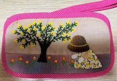 ★新作★ポーチ＆財布　スーちゃん＆お花＊ハンドメイド＊刺繍＊ピンク系＊