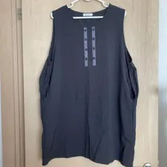 ダークグレー ボタン付きノースリーブエプロン　M〜L