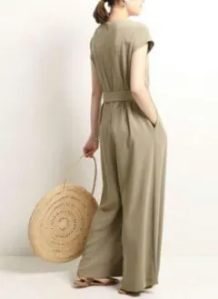 SLOBE IENA　カシュクール サロペット オールインワン　カーキ　訳あり