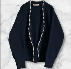 アプワイザーリッシェ　ニット　ネイビー パール　カーディガン　アウター　サイズ2