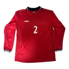 【00s】UMBRO ゲームシャツ 長袖 デサント製　アウェイ　イングランド